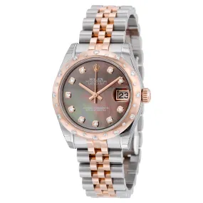 Rolex Oyster Perpetual Datejust 31 Black Mother of Pearl Dial Stainless Steel and 18K Everose Gold Jubilee Bracelet Automatic Ladies Watch 178341BKMDJ