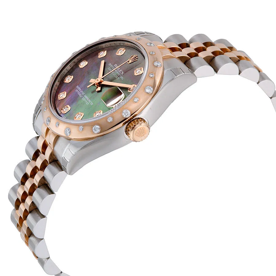 Rolex Oyster Perpetual Datejust 31 Black Mother of Pearl Dial Stainless Steel and 18K Everose Gold Jubilee Bracelet Automatic Ladies Watch 178341BKMDJ