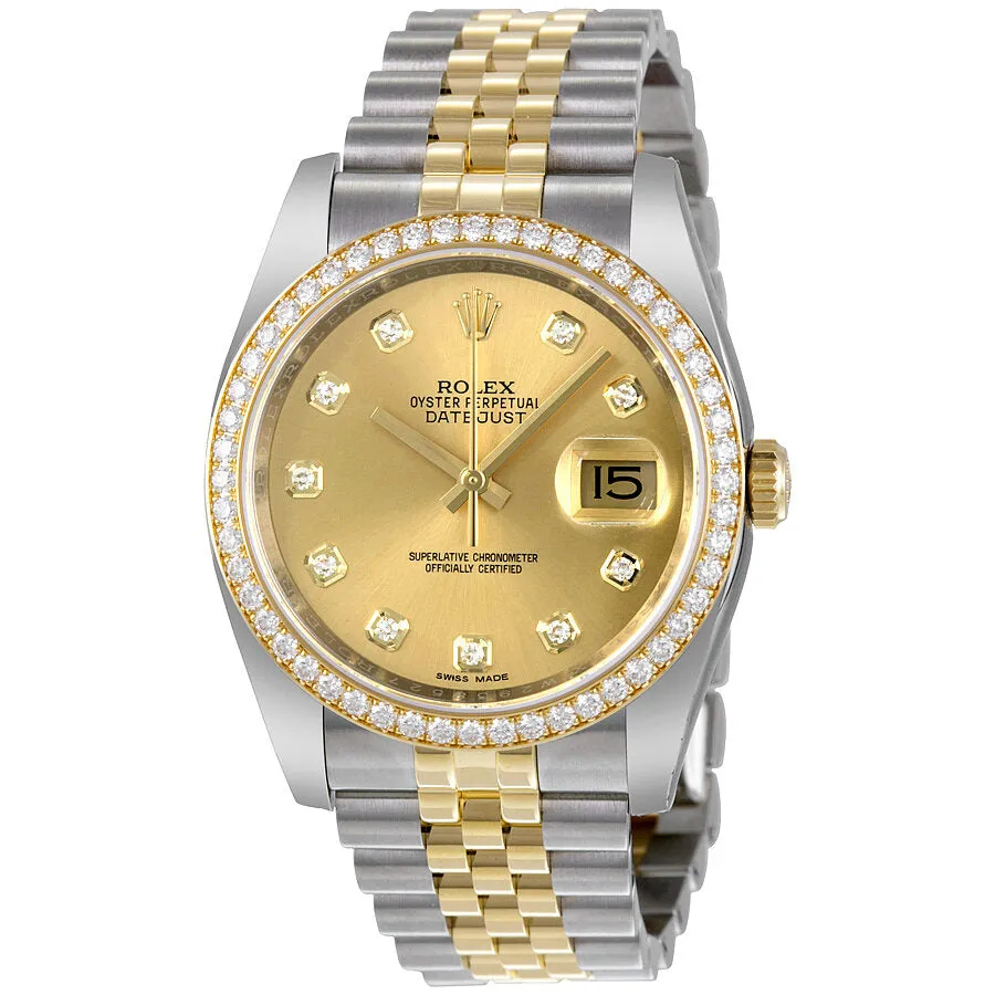 Rolex Oyster Perpetual Datejust 36 Champagne Dial Stainless Steel & 18K Yellow Gold Jubilee Bracelet Automatic Watch 116243CDJ