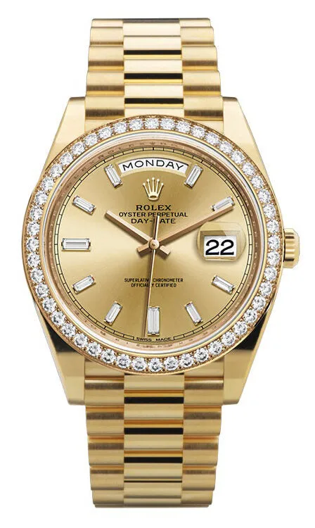Rolex Oyster Perpetual Day-Date Champagne Diamond Dial 18K Yellow Gold Men's Watch 228348CDP