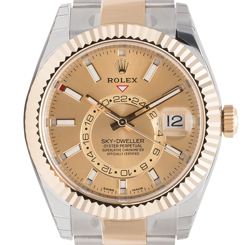 Rolex Sky-Dweller Steel & Yellow Gold Champagne/Index Markers Dial 326933