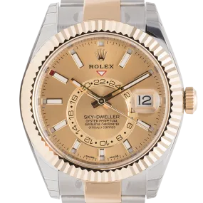 Rolex Sky-Dweller Steel & Yellow Gold Champagne/Index Markers Dial 326933