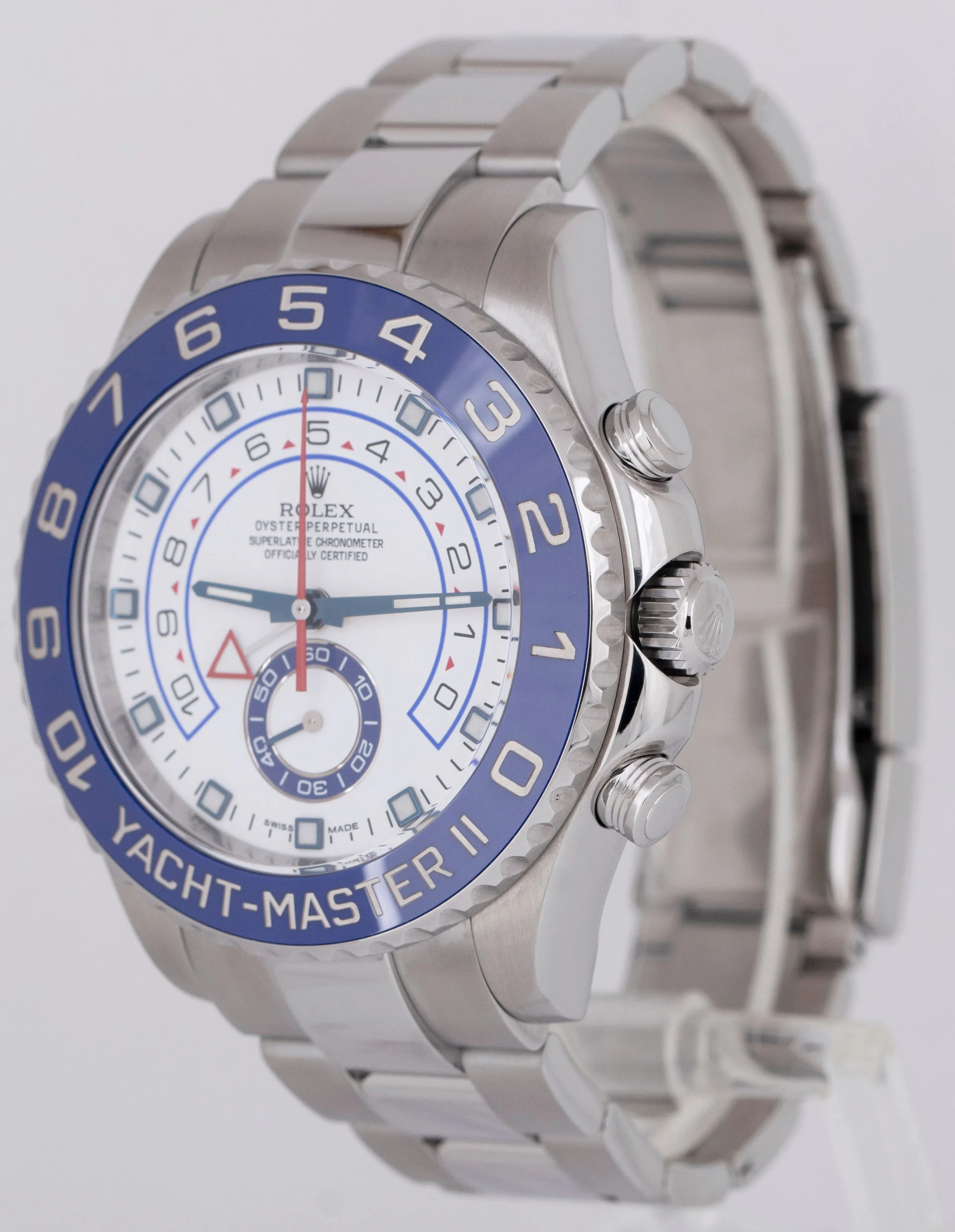 Rolex Yacht-Master II 44mm Stainless White Blue White Regatta Watch 116680 BOX
