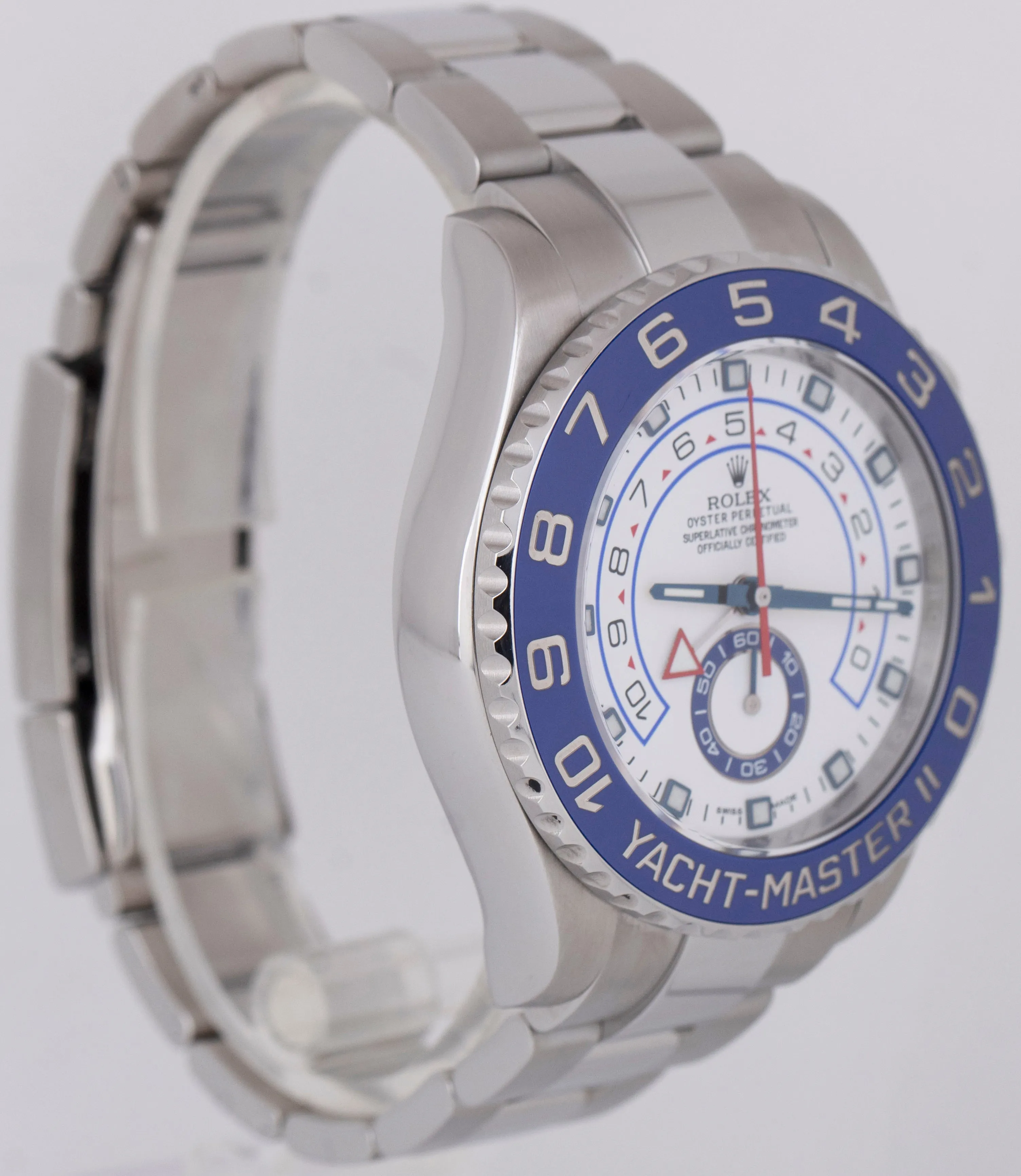 Rolex Yacht-Master II 44mm Stainless White Blue White Regatta Watch 116680 BOX