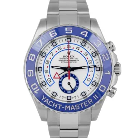 Rolex Yacht-Master II 44mm Stainless White Blue White Regatta Watch 116680 BOX