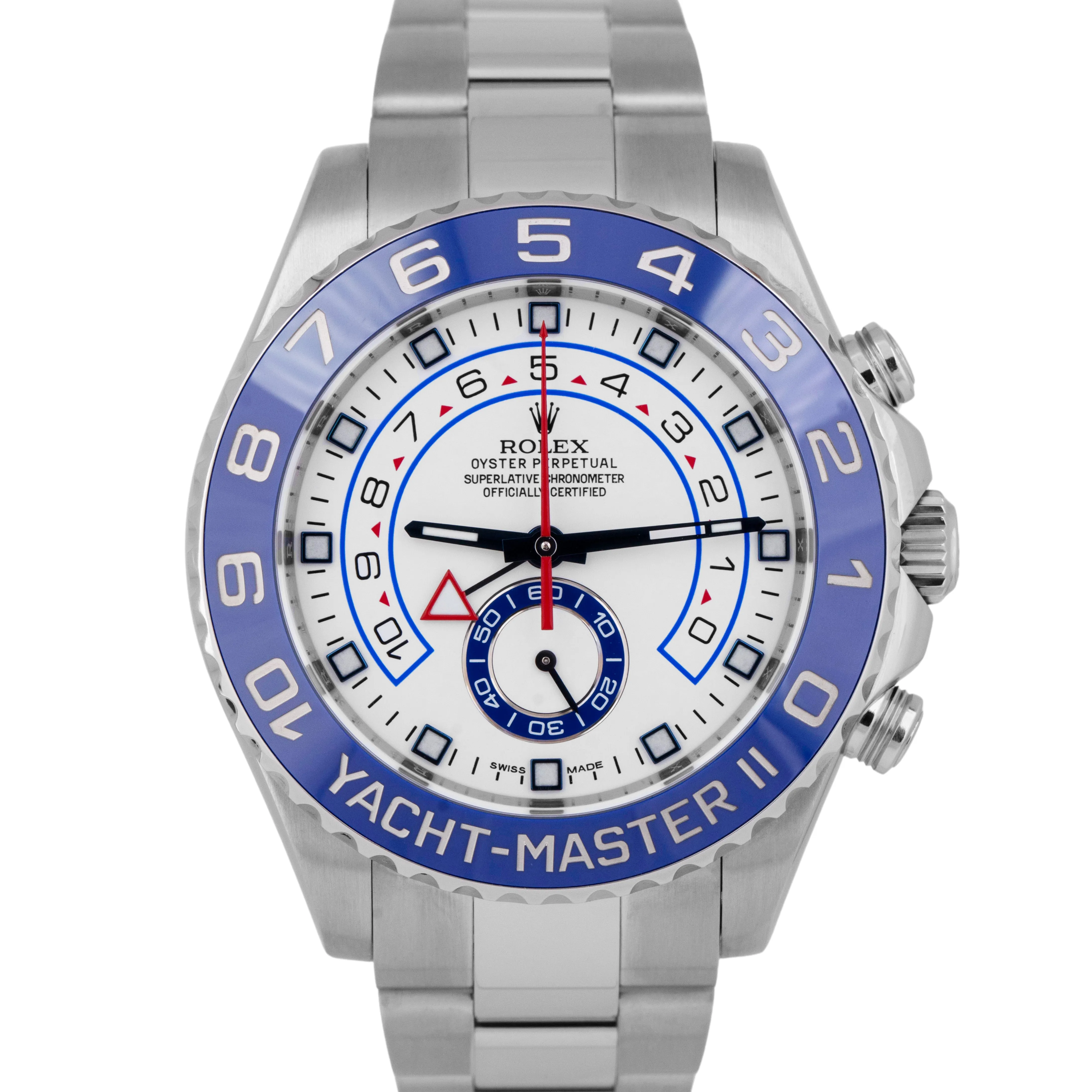 Rolex Yacht-Master II 44mm Stainless White Blue White Regatta Watch 116680 BOX