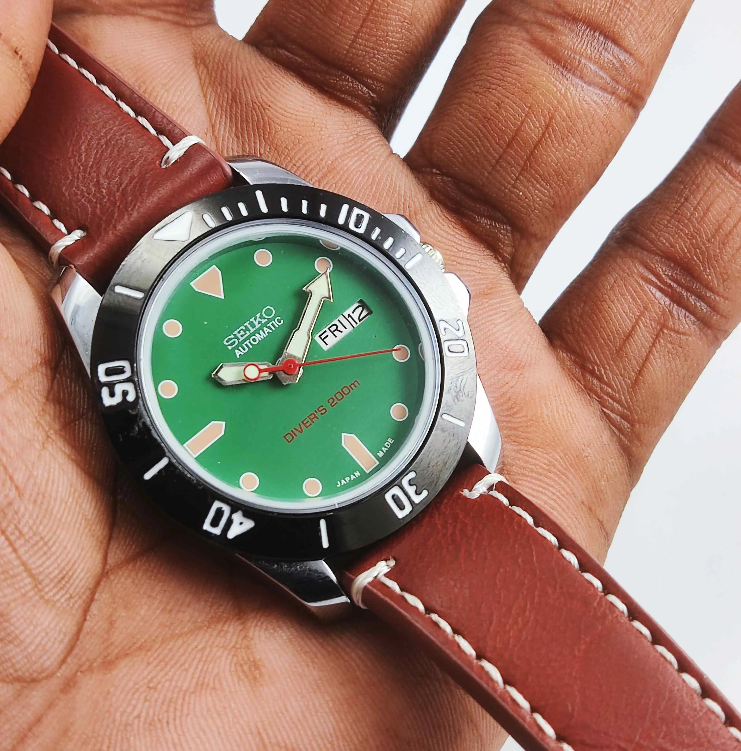 Seiko Automatic 6319A Green Dial 21 Jewels Men's Sports Watch