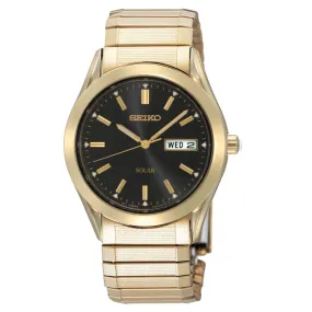 Seiko Core: Mens Solar Powered Wrist Watch, Gold-Tone Stainless Steel SNE060