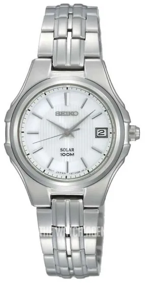 Seiko Ladies Stainless Steel White Solar Watch