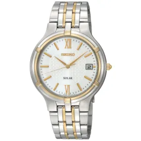 Seiko Mens Two-Tone Steel and Ionic Gold Solar Dress Watch SNE066