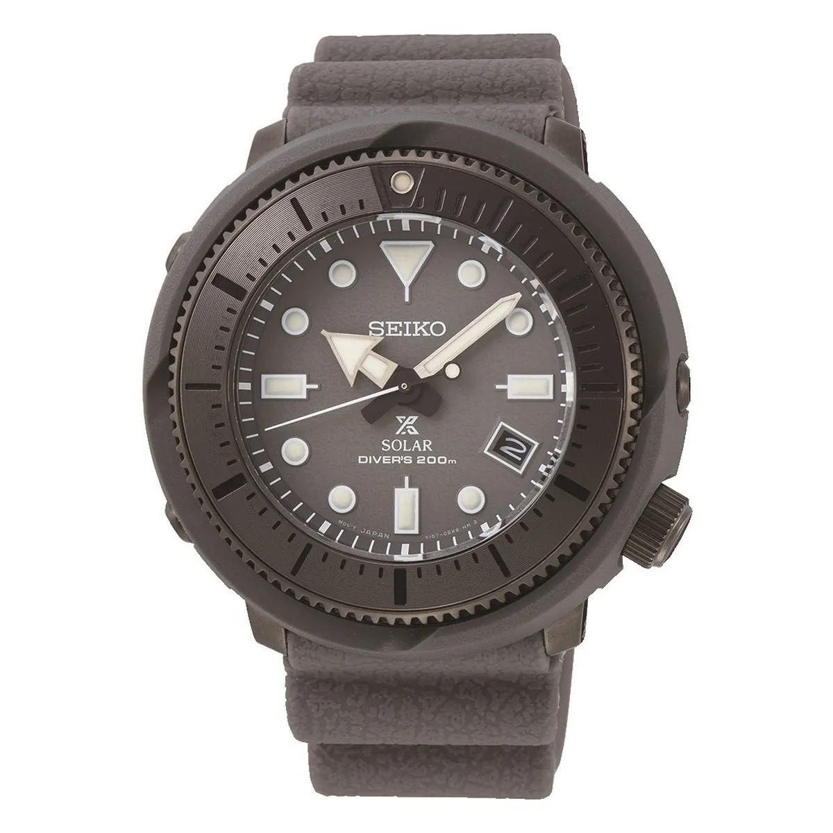 seiko prospex street series solar grey stainless steel and plastic divers  grey dial rubber strap watch