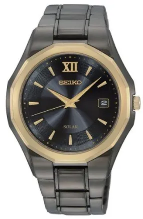 Seiko Solar Black Dial Black Stainless Steel Men's Watch SNE168