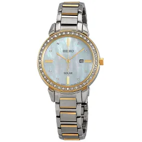 Seiko Solar Crystal White Mother of Pearl Dial Ladies Watch SUT328