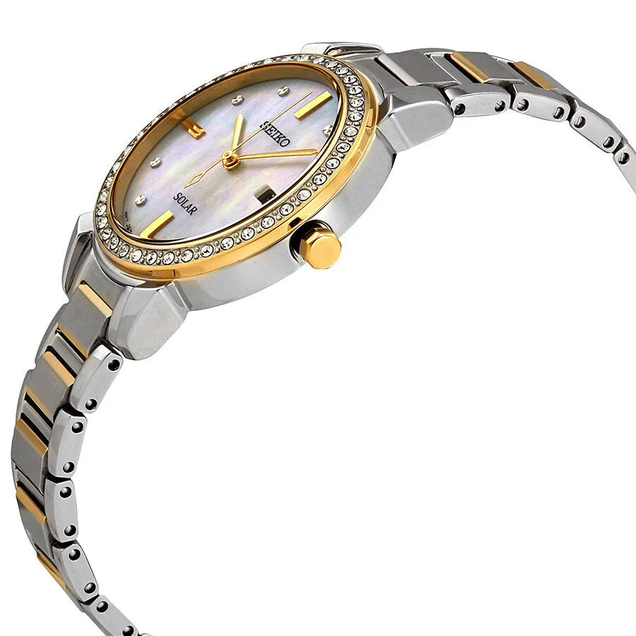 Seiko Solar Crystal White Mother of Pearl Dial Ladies Watch SUT328