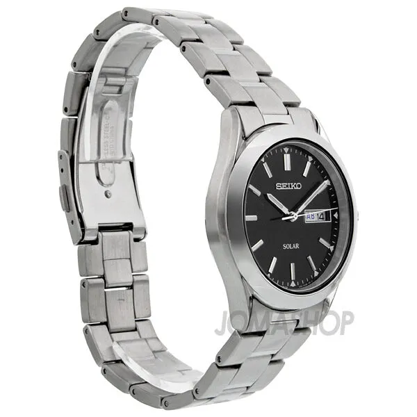 Seiko Solar Quartz Black Dial Men's Watch SNE039