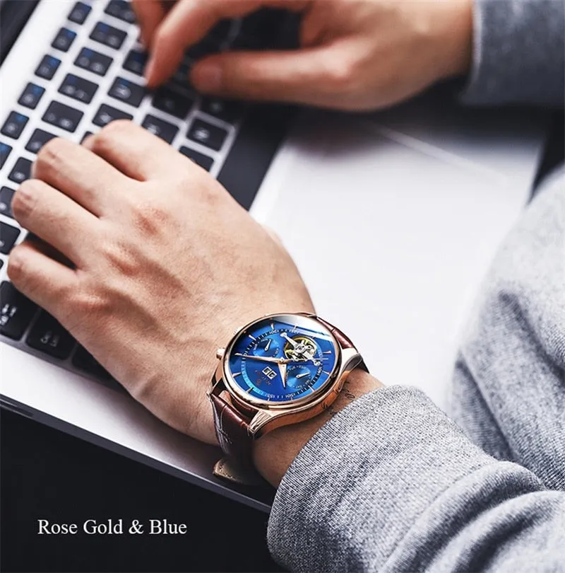 Seniors Automatic Waterproof Mechanical Men Wristwatch