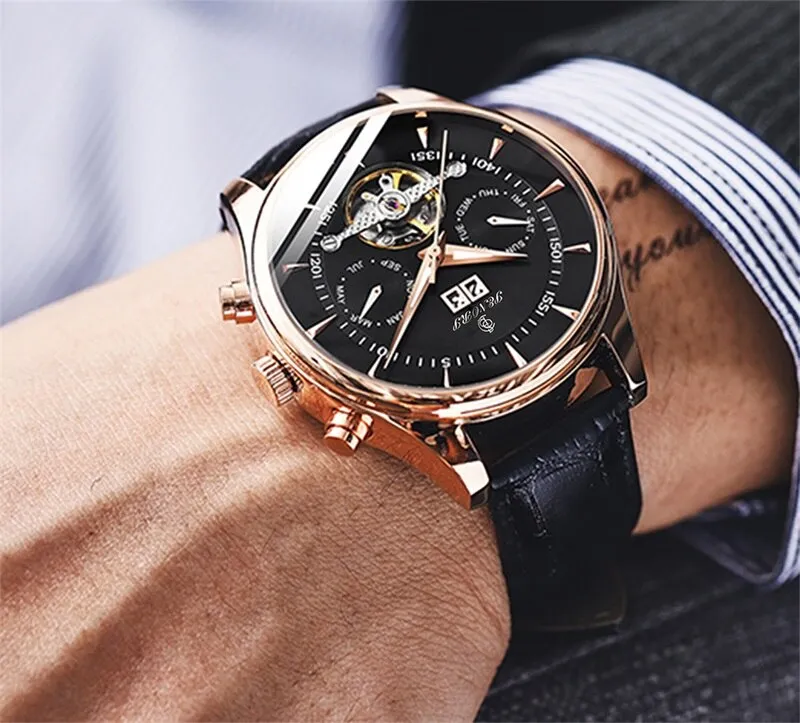 Seniors Automatic Waterproof Mechanical Men Wristwatch