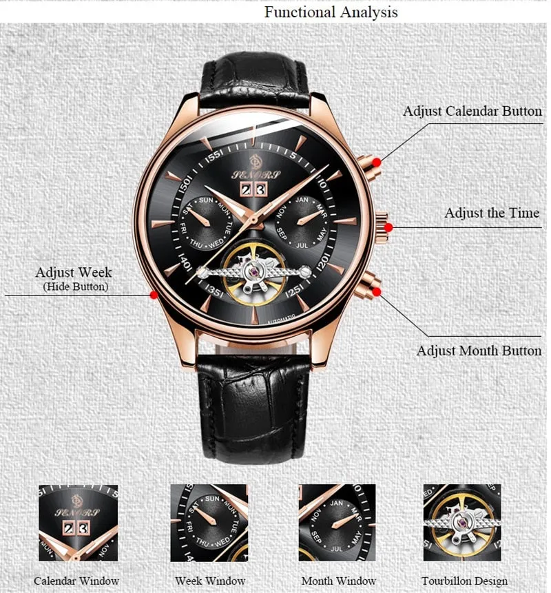 Seniors Automatic Waterproof Mechanical Men Wristwatch