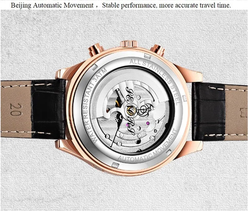 Seniors Automatic Waterproof Mechanical Men Wristwatch