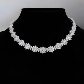 Silver High Carbon Diamond Sunflower Necklace
