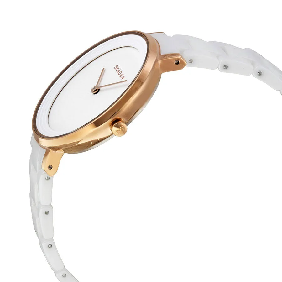 Skagen Ditte White Dial White Ceramic Ladies Watch SKW2316