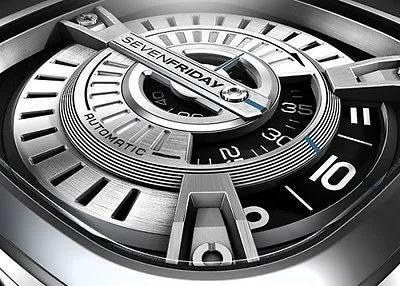 Sold!!! Sevenfriday M Series Silver Dial Black Rubber Automatic Mens Watch M1 M1-1