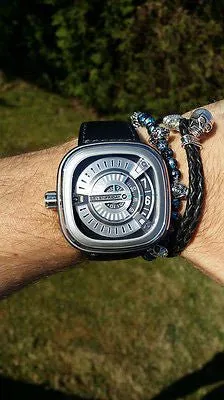 Sold!!! Sevenfriday M Series Silver Dial Black Rubber Automatic Mens Watch M1 M1-1