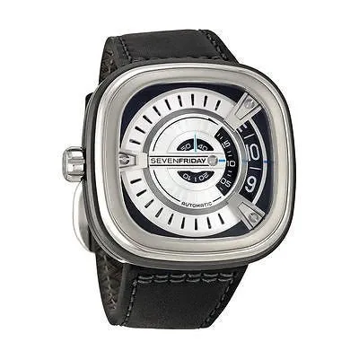 Sold!!! Sevenfriday M Series Silver Dial Black Rubber Automatic Mens Watch M1 M1-1