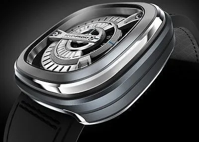 Sold!!! Sevenfriday M Series Silver Dial Black Rubber Automatic Mens Watch M1 M1-1
