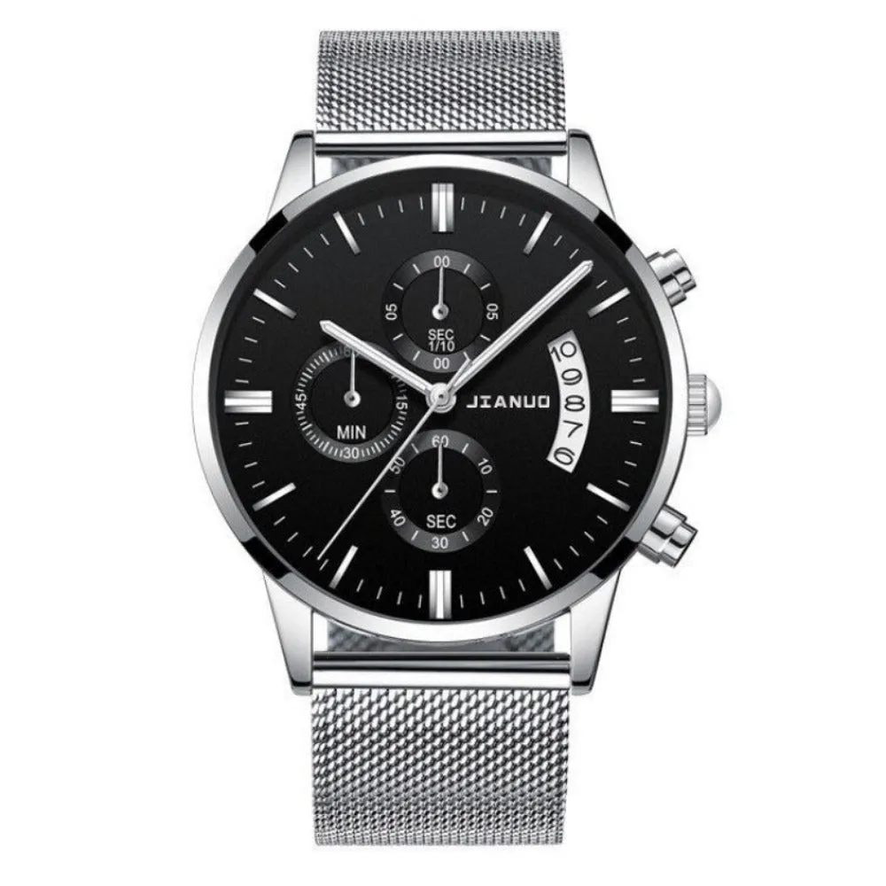 stylish men's calendar watches stainless mesh straps quartz watch ✈️ free.shipping