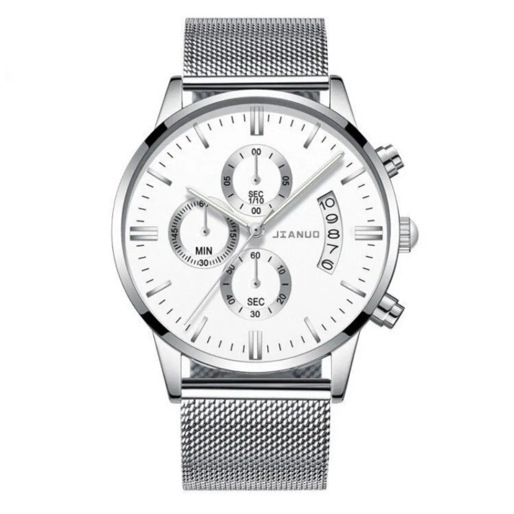 stylish men's calendar watches stainless mesh straps quartz watch ✈️ free.shipping