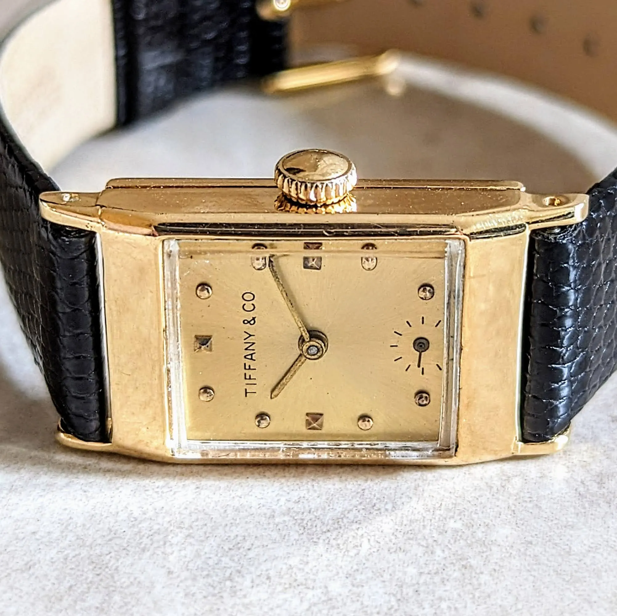 TIFFANY & Co. by CONCORD Watch 14K GOLD Tank Case Vintage Wristwatch