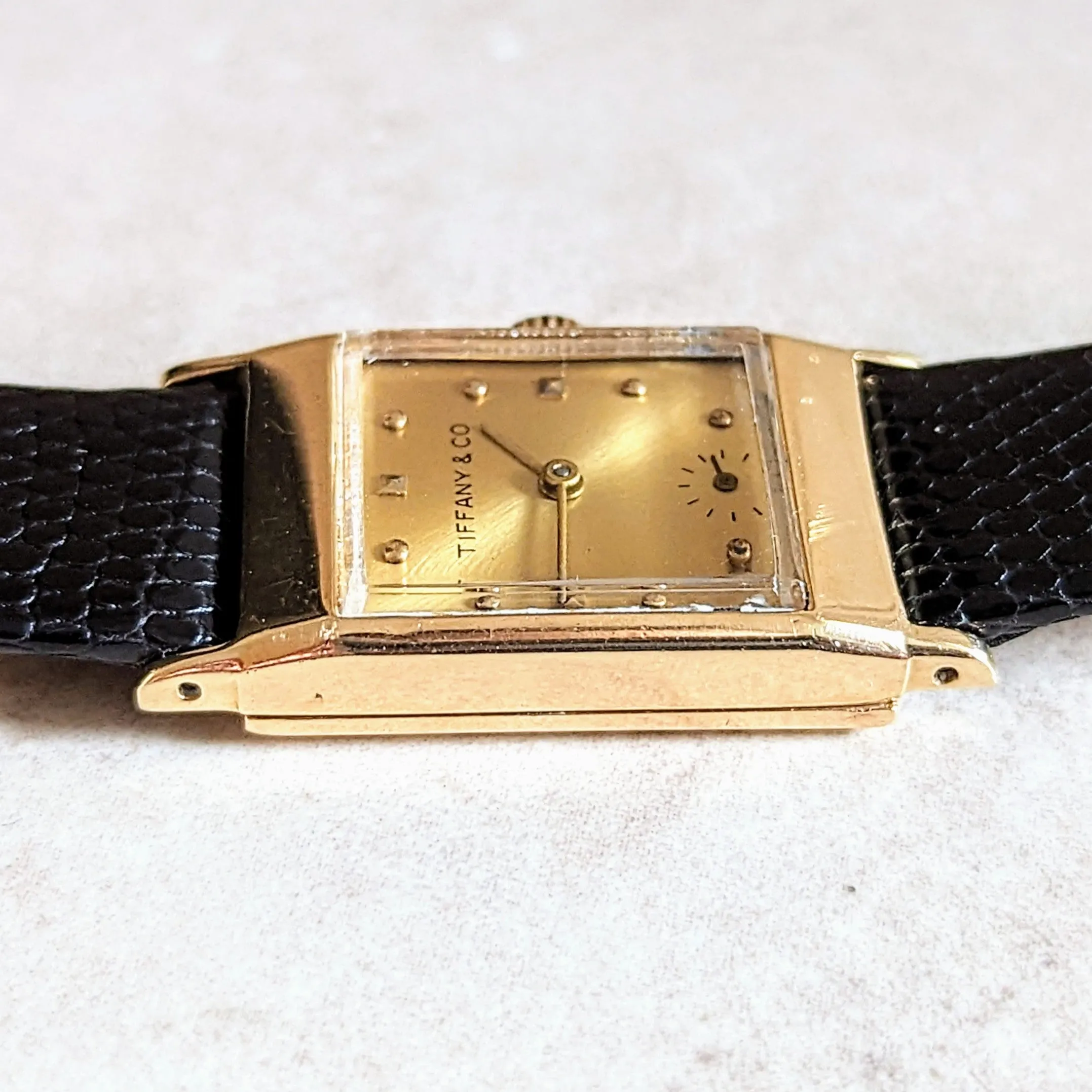 TIFFANY & Co. by CONCORD Watch 14K GOLD Tank Case Vintage Wristwatch
