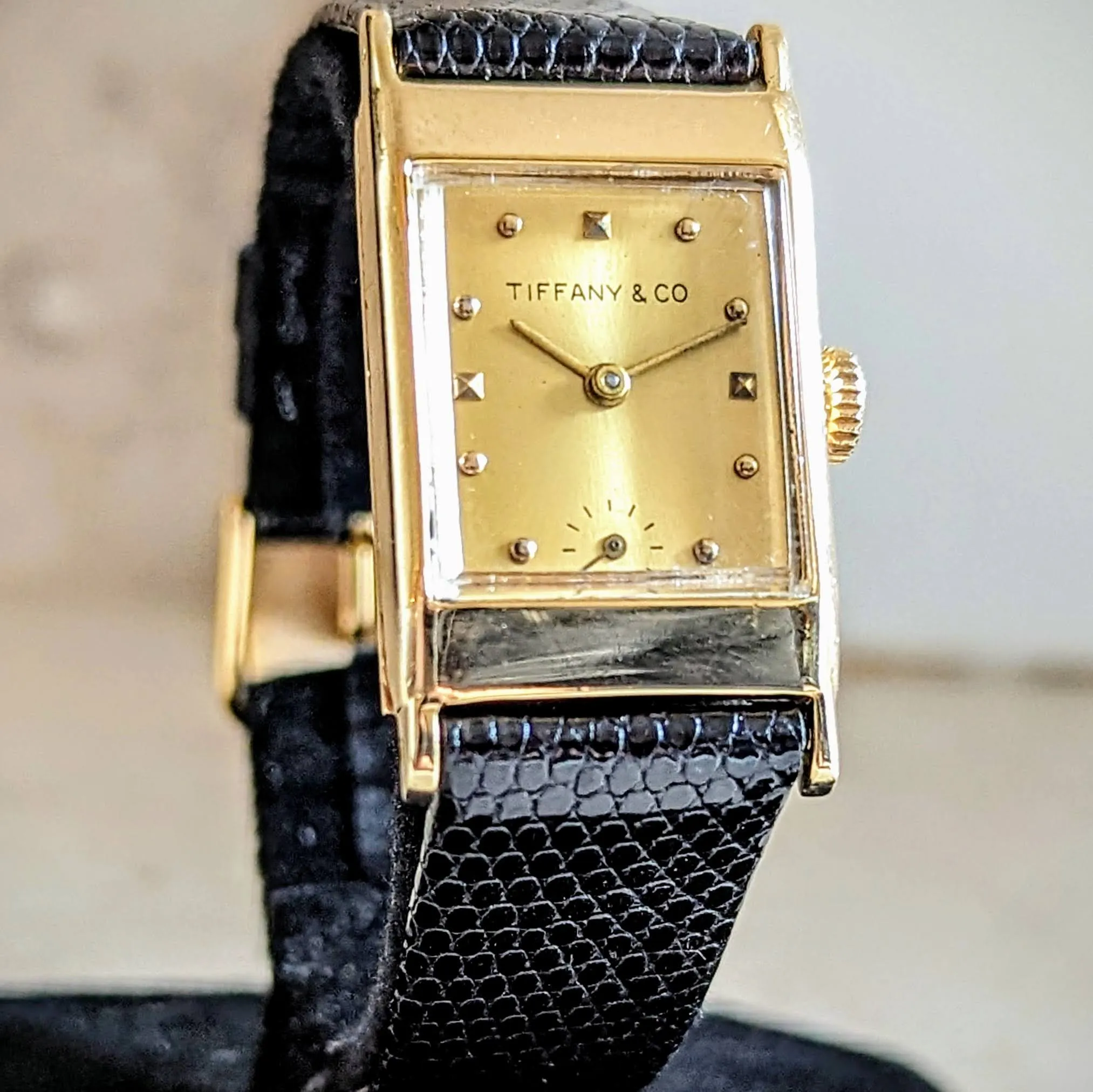 TIFFANY & Co. by CONCORD Watch 14K GOLD Tank Case Vintage Wristwatch