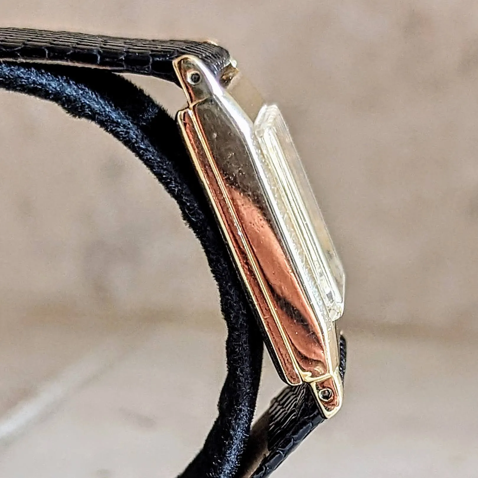 TIFFANY & Co. by CONCORD Watch 14K GOLD Tank Case Vintage Wristwatch