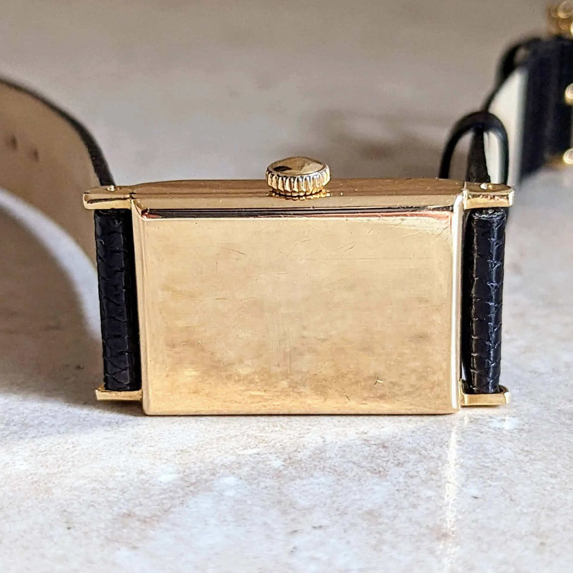 TIFFANY & Co. by CONCORD Watch 14K GOLD Tank Case Vintage Wristwatch