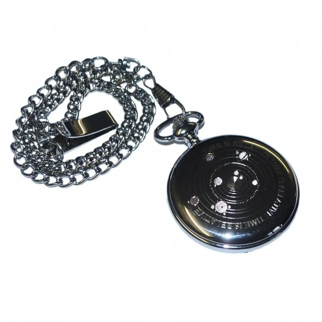 Time Is Relative Engraved Quartz Pocket Watch
