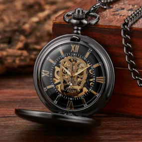 Unisex Fashion Steampunk Skeleton Mechanical Hand-wind Pocket Watch