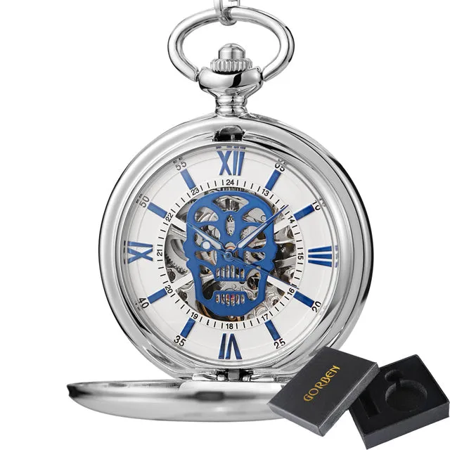 Unisex Fashion Steampunk Skeleton Mechanical Hand-wind Pocket Watch