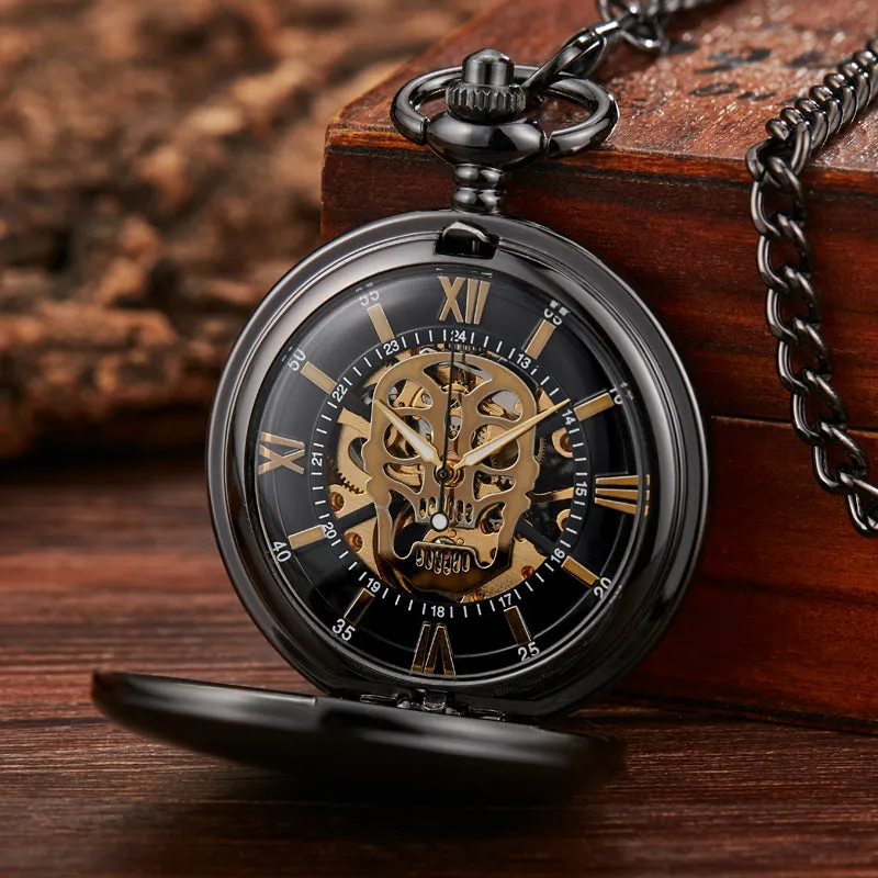 Unisex Fashion Steampunk Skeleton Mechanical Hand-wind Pocket Watch