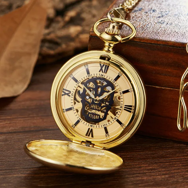 Unisex Fashion Steampunk Skeleton Mechanical Hand-wind Pocket Watch