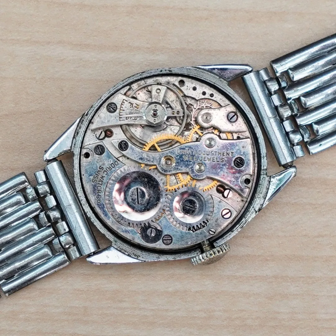 Vintage DORIC Art Deco Wristwatch 6 Jewels One ADJ Swiss Made Watch