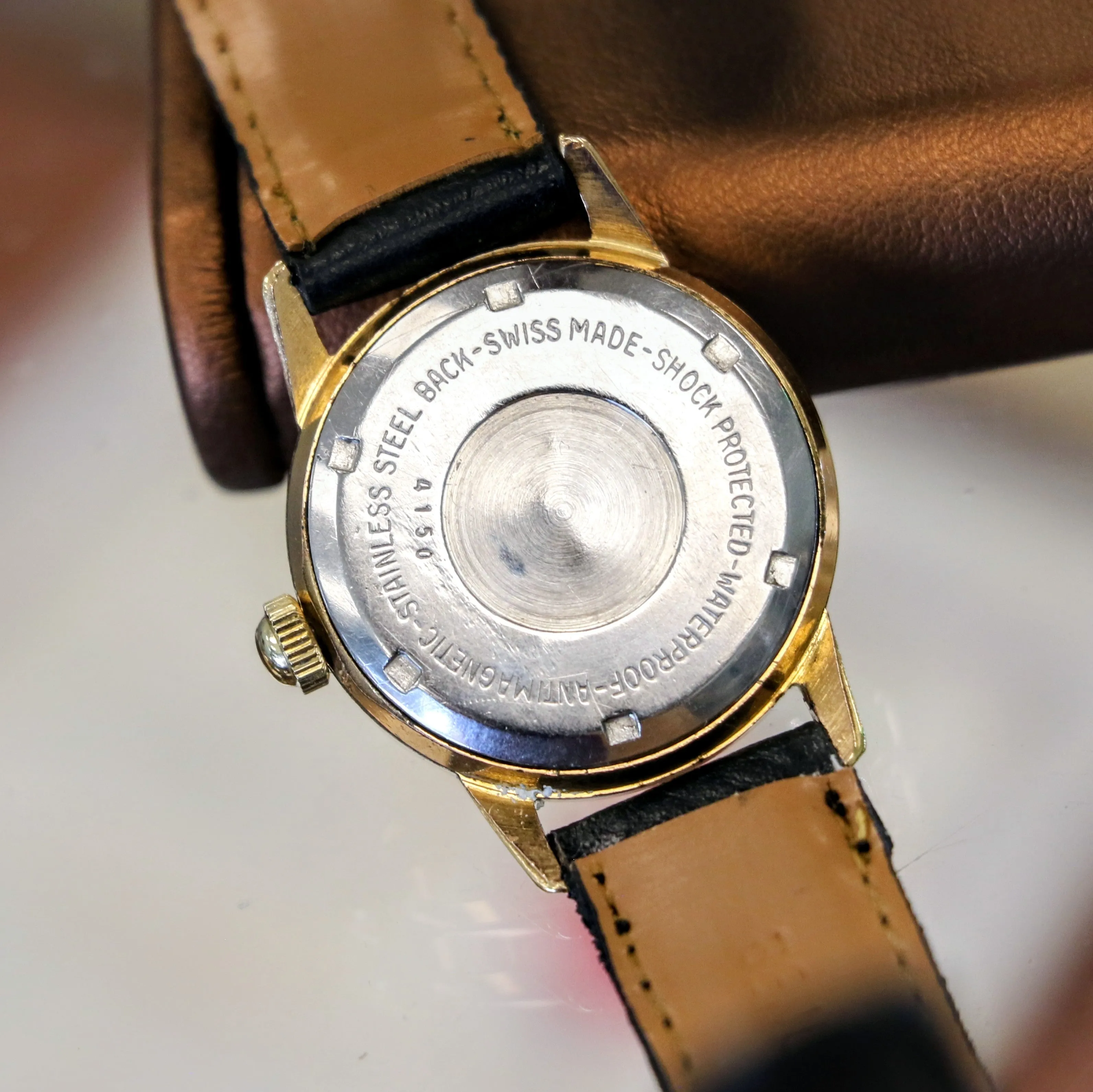 Vintage EAGLE WINGS Shockprotecter Watch 17 Jewels Cal. FE 8020 Rose Gold Tone Swiss Wristwatch