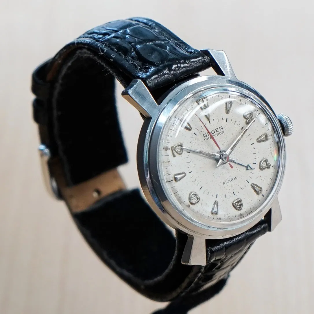 Vintage GRUEN Precision Alarm Watch 17 Jewels Fancy Lugs 35mm Wristwatch