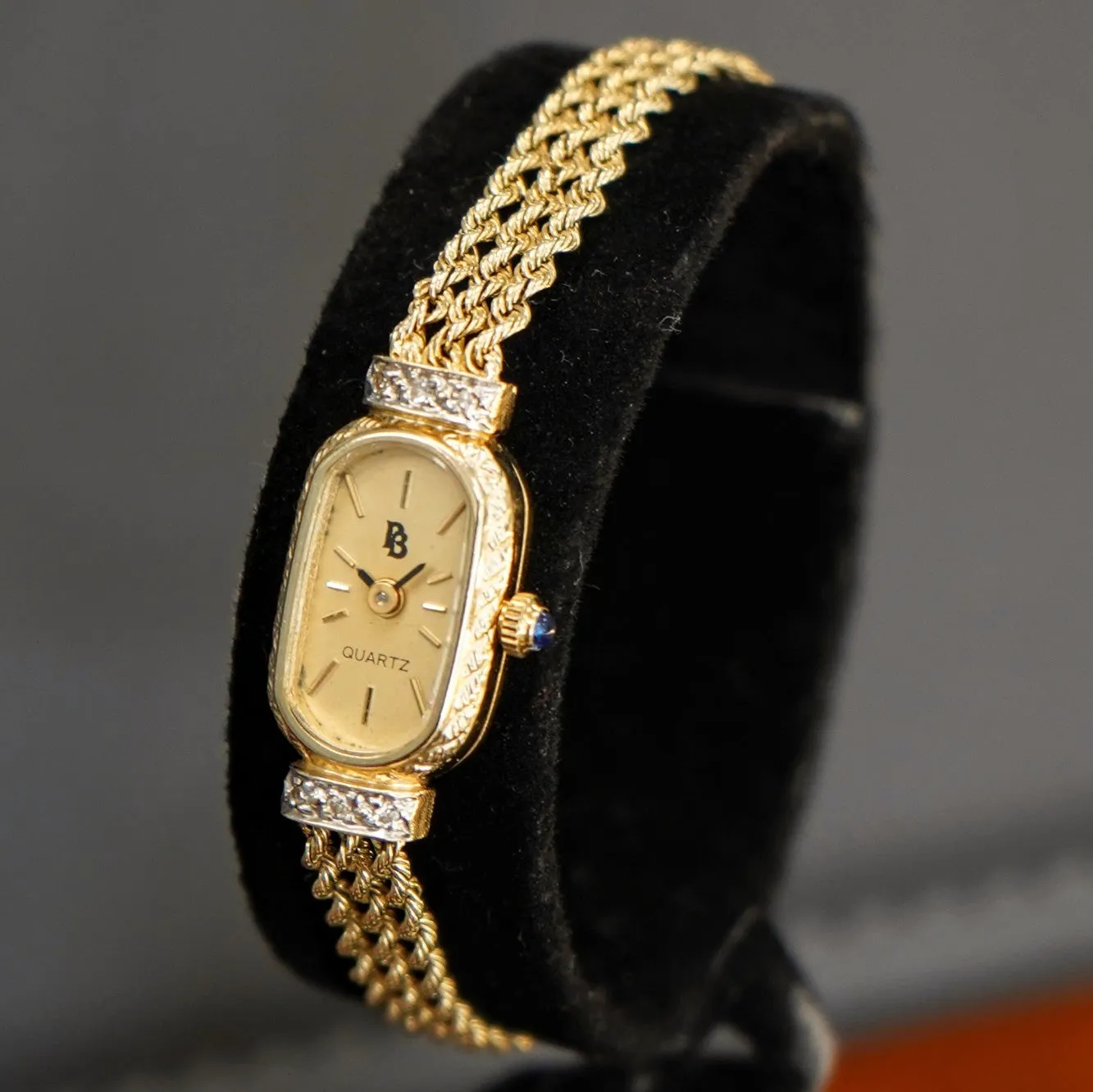 Vintage Ladies Paul Breguette 14K Gold & Diamond Cocktail Watch Swiss Wristwatch