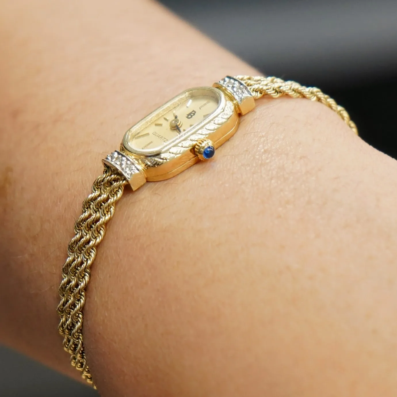 Vintage Ladies Paul Breguette 14K Gold & Diamond Cocktail Watch Swiss Wristwatch