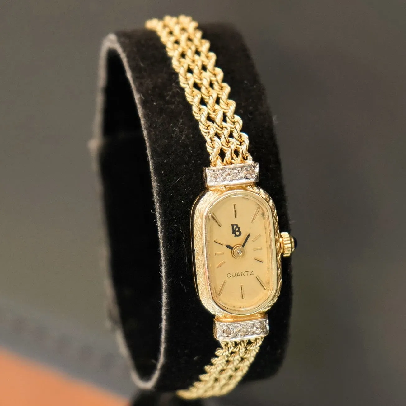 Vintage Ladies Paul Breguette 14K Gold & Diamond Cocktail Watch Swiss Wristwatch
