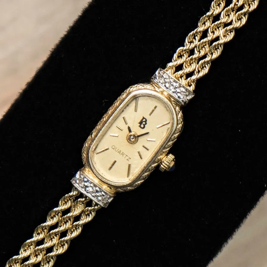 Vintage Ladies Paul Breguette 14K Gold & Diamond Cocktail Watch Swiss Wristwatch