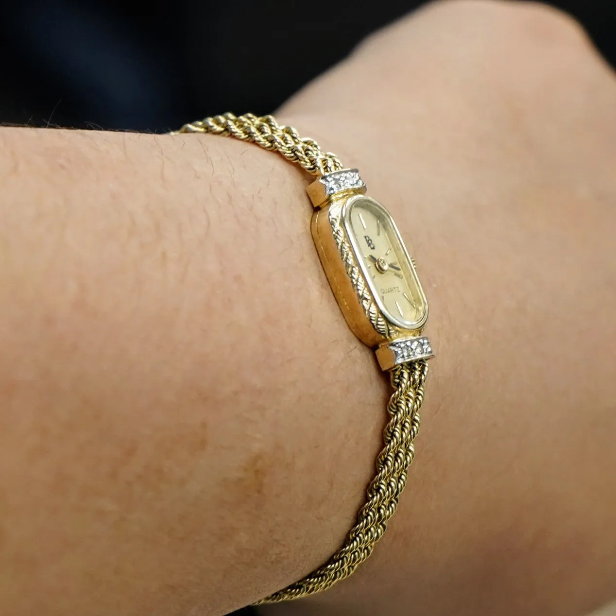 Vintage Ladies Paul Breguette 14K Gold & Diamond Cocktail Watch Swiss Wristwatch