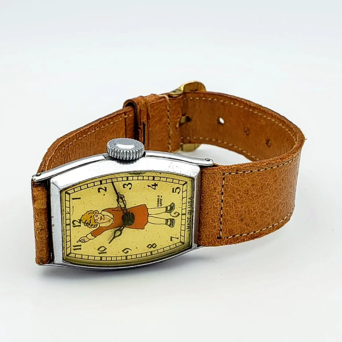 Vintage NEW HAVEN CLOCK COMPANY LITTLE ORPHAN ANNIE Character Wristwatch U.S.A.